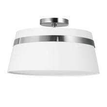  SYM-153SF-PC-WH - 3 Light Incandescent Polished Chrome Semi-Flush Mount w/ White Shade