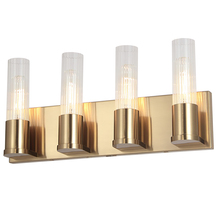  TBE-174W-AGB - 4 Light Incandescent Vanity, Aged Brass w/ Clear Fluted Glass