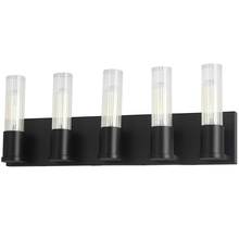  TBE-225W-MB - 5 Light Incandescent Vanity, Matte Black w/ Clear Fluted Glass