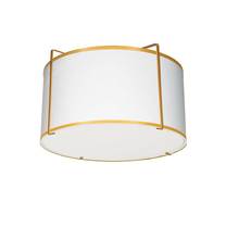 Dainolite TRA-121FH-GLD-WH - 2 Light Flush Mount Drum Gold/White Shade w/ White Fabric Diffuser