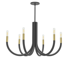  WAN-286C-MB-AGB - 6 Light Incandescent Chandelier, Matte Black and Aged Brass