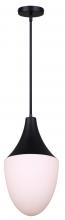  IPL1121A01BK - Evlin 60-Watt 1 Light Matte Black Modern Pendant with White Glass Shade