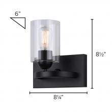  IVL370A01BK-CL - Hampton 1 Light Vanity, Black Finish