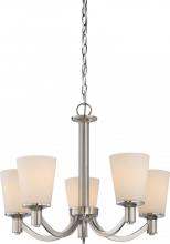  60/5825 - Laguna - 5 Light Hanging with White Glass - Brushed Nickel Finish