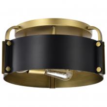  60/7840 - Altos 3 Light Semi Flush; 14 Inches; Matte Black and Natural Brass Finish