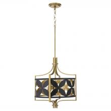  883-3-5980 - Mariposa 3 Light Pendant, Matte Black, Aged Brass